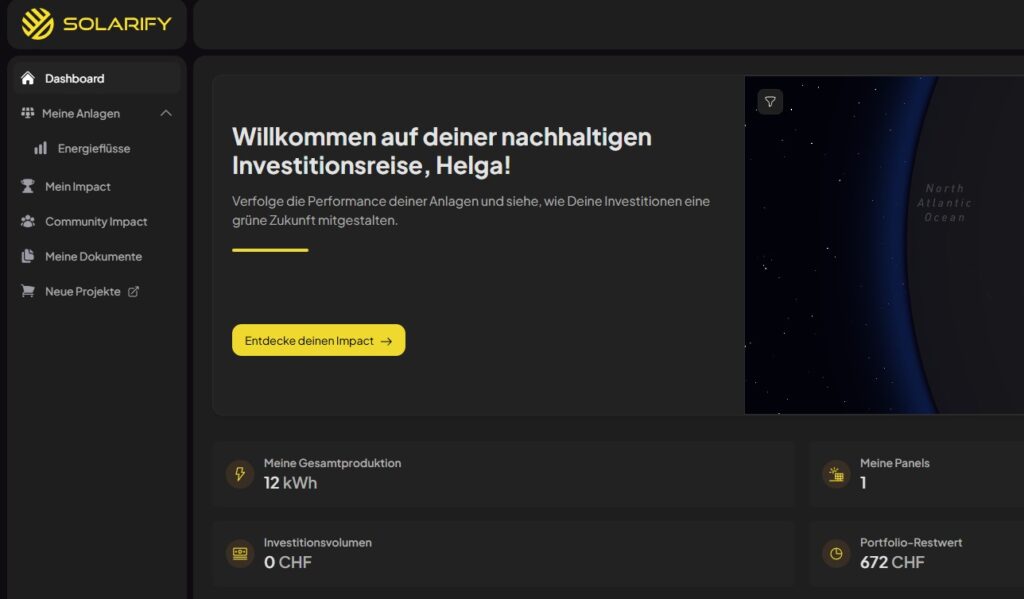 Helga Baechler persönlicher Impact im Solarify Dashboard