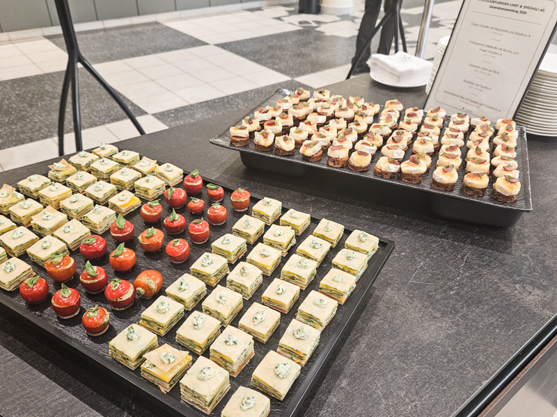 Getränke am Apéro der Lindt Generalversammlung