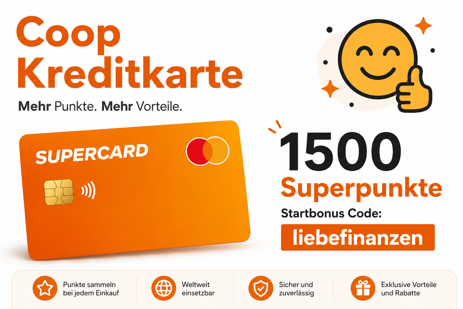 Coop Supercard Kreditkarte Code liebefinanzen 1500 Superpunkte