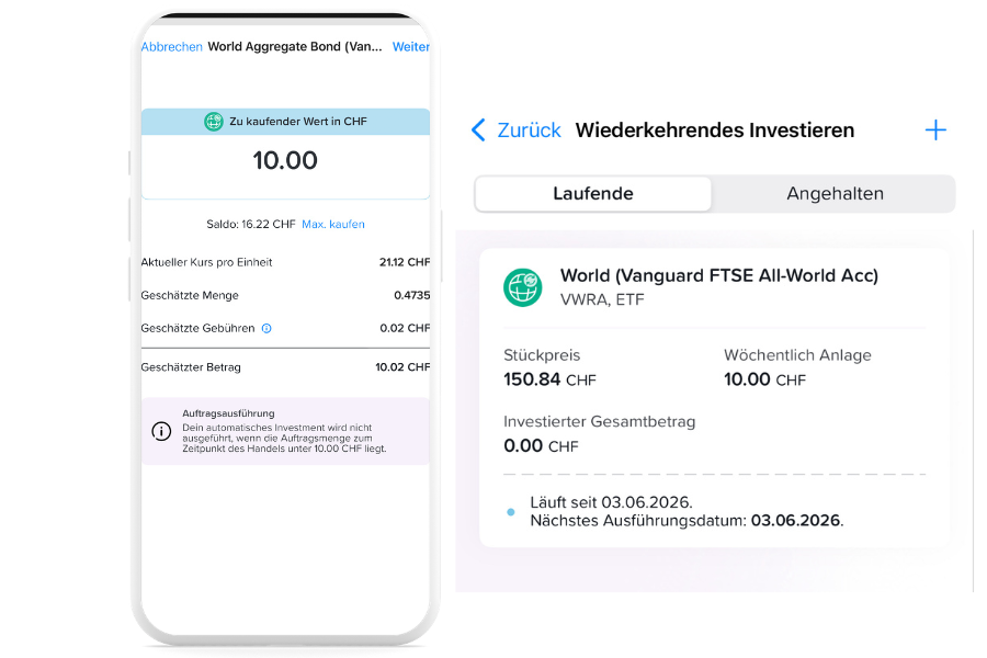 Yuh App: ETF-Sparplan ab 10 CHF einrichten, Schritt 3