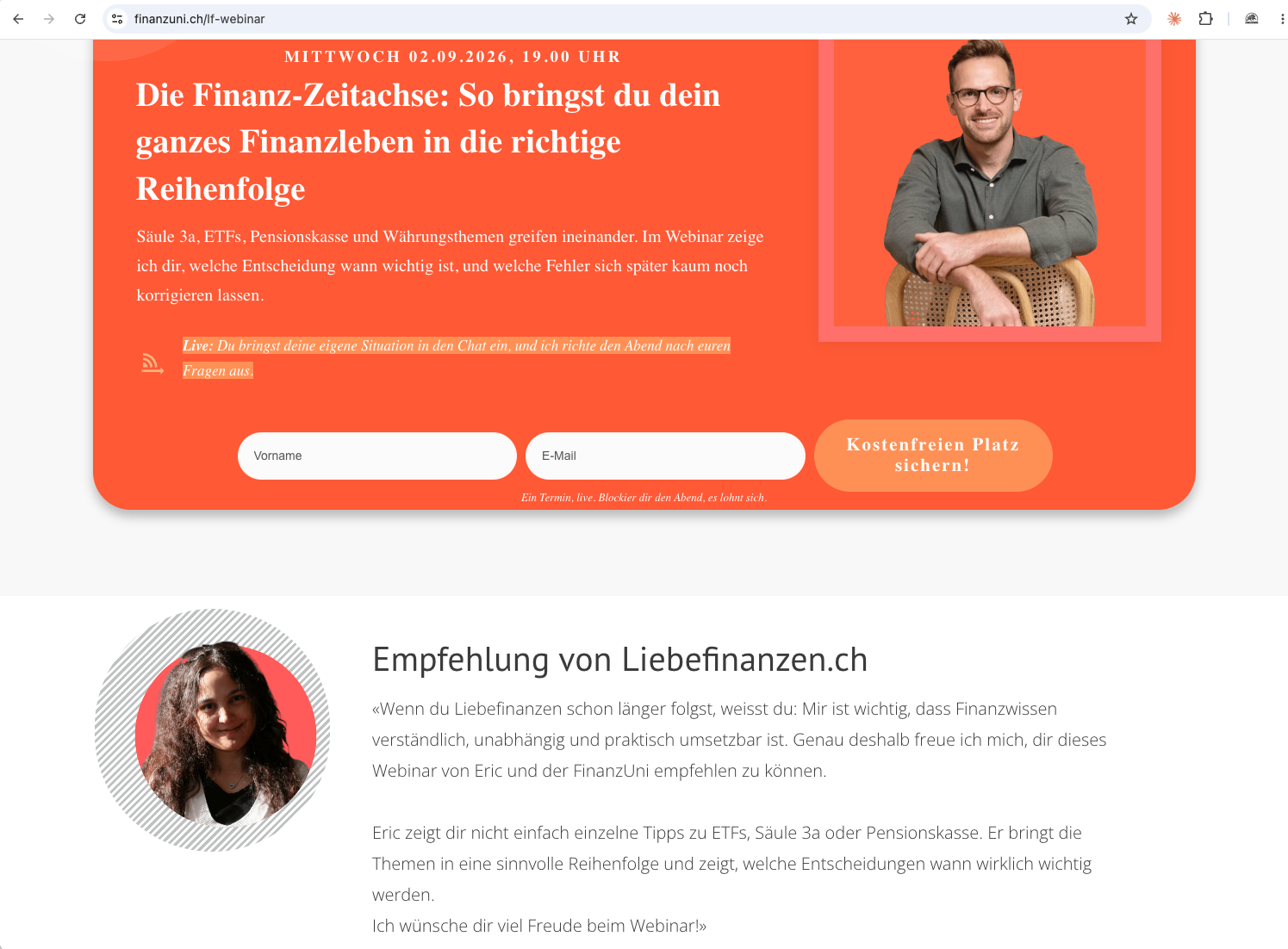 Gratis Finanz Webinar zur Finanz-Zeitachse für dein ganzes Finanzleben