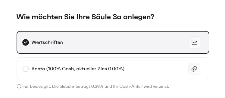 finpension 3a Registrierung: Handynummer und Passwort eingeben