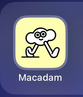 Macadam App Startbildschirm