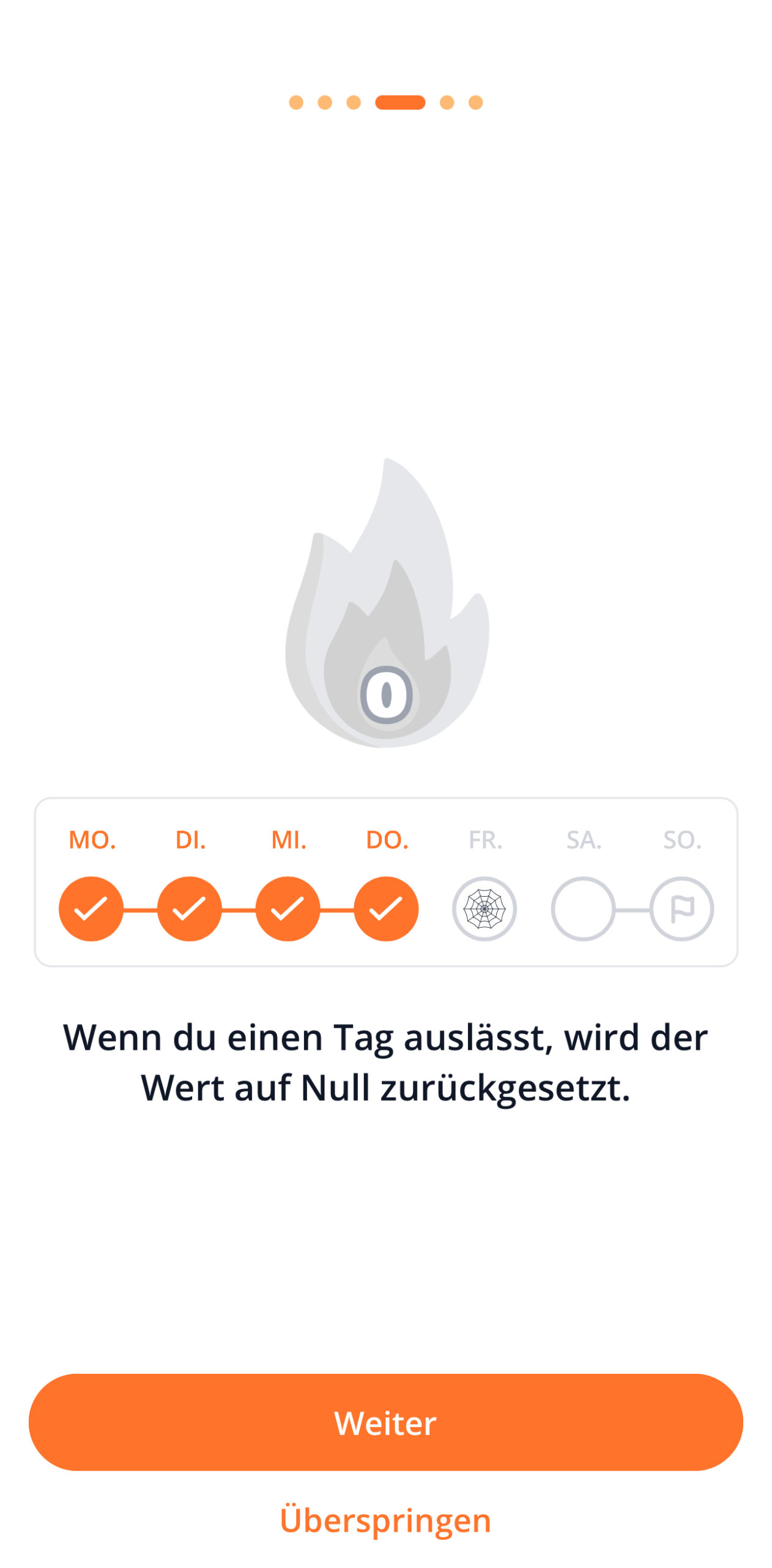 WeWard App: Serie und Streak beim täglichen Gehen