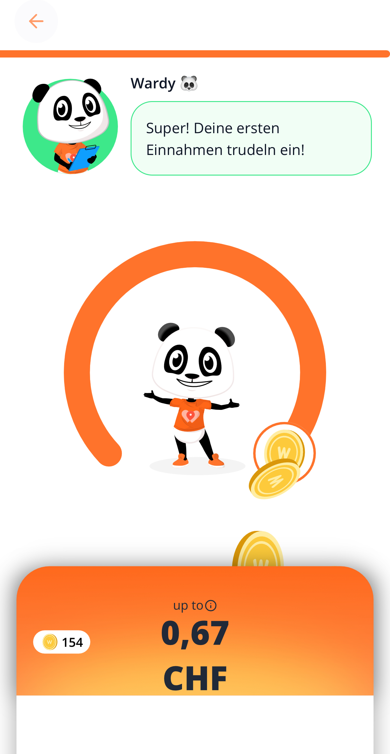 WeWard App: Erster Gegenwert von 0.67 CHF nach ein paar Tagen Gehen
