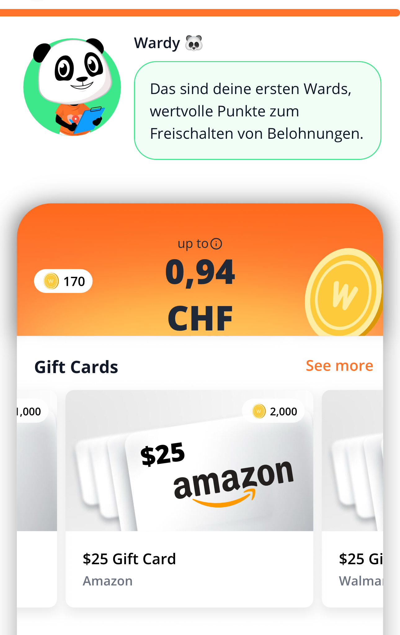 WeWard App: Wards gegen Gutscheine und Bargeld einlösen